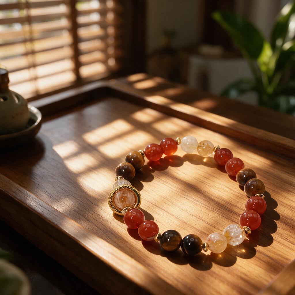 Natural Tiger Eye Quartz Red Agate Energy Crystal Bracelet