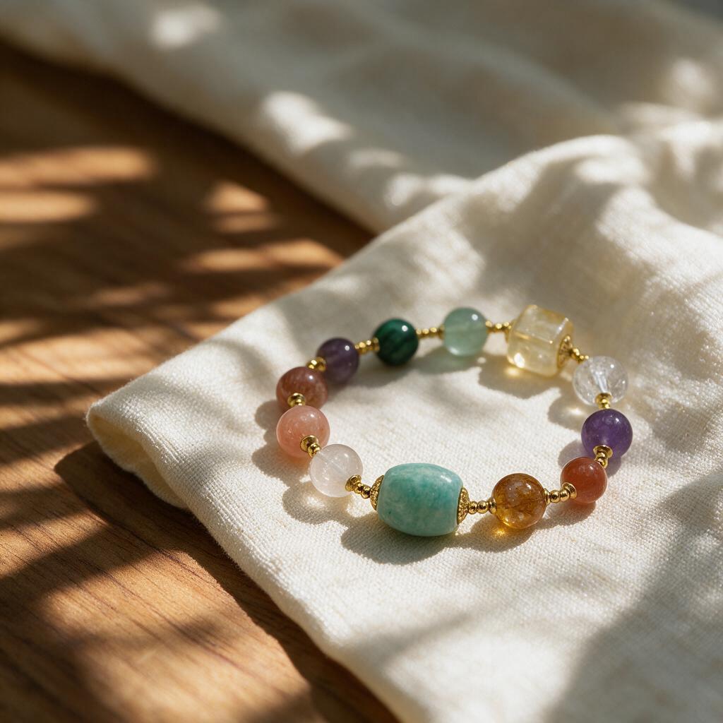 Natural crystal healing energy elastic bracelet
