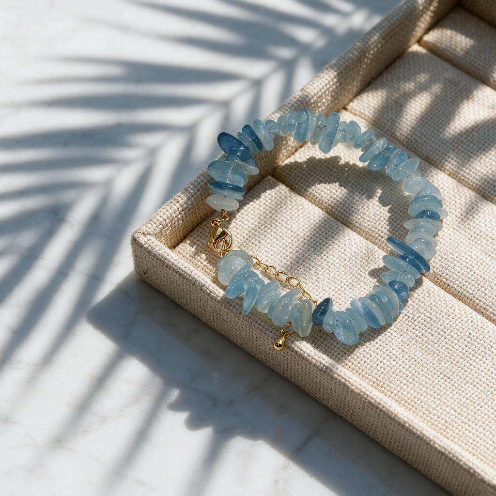 Natural Aquamarine Pebble Bracelet