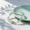 Natural green fluorite and white crystal butterfly energy elastic bracelet