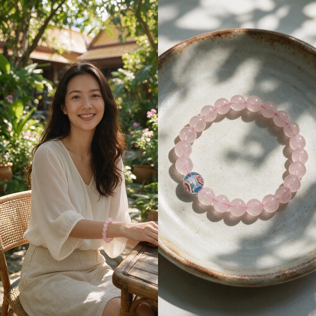 Natural crystal powder handmade elastic bracelet