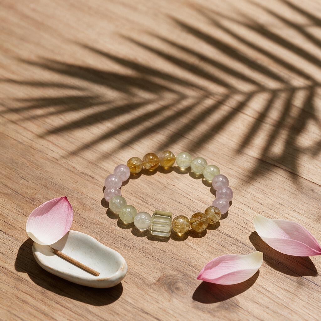 Natural multi-color crystal bead stretch bracelet