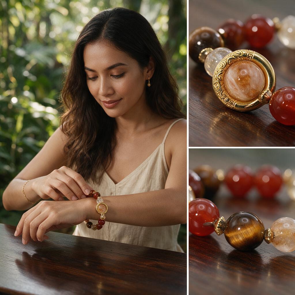 Natural Tiger Eye Quartz Red Agate Energy Crystal Bracelet