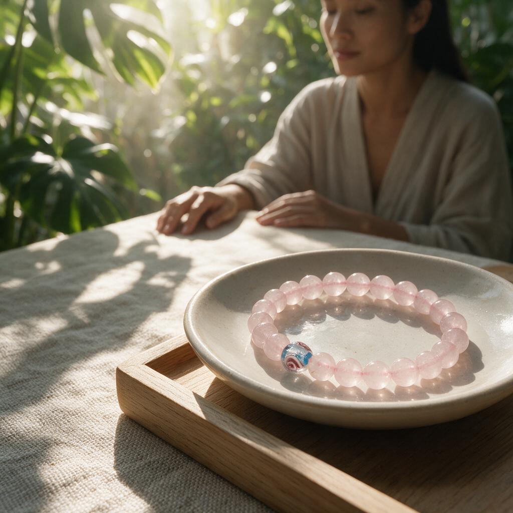 Natural crystal powder handmade elastic bracelet