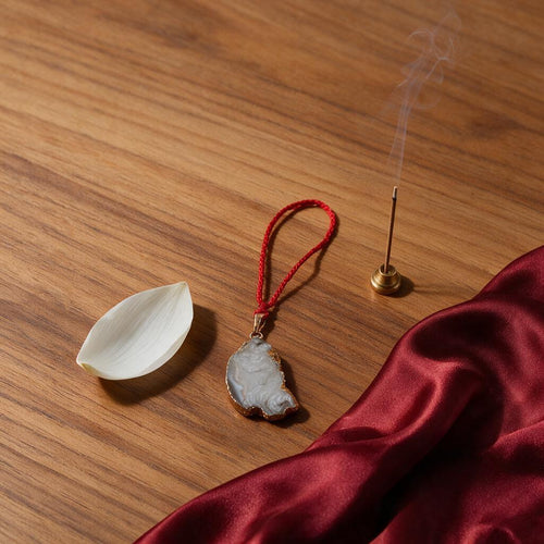 Natural agate crystal cave handcrafted pendant