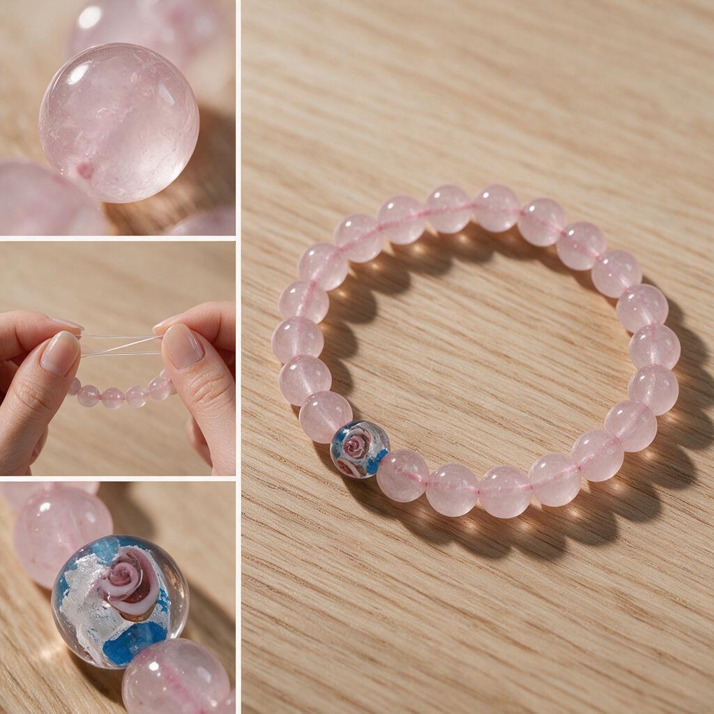 Natural crystal powder handmade elastic bracelet