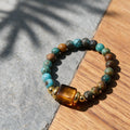 Tiger-eye stone mica flexi-bead ring