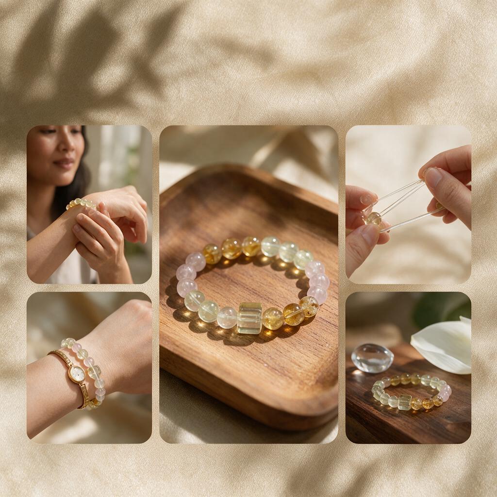 Natural multi-color crystal bead stretch bracelet