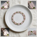 Natural crystal bamboo-shaped bracelet with green spacer beads