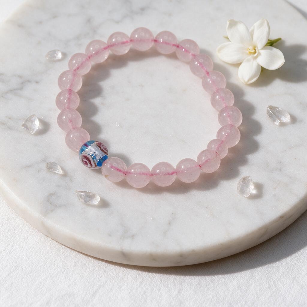 Natural crystal powder handmade elastic bracelet