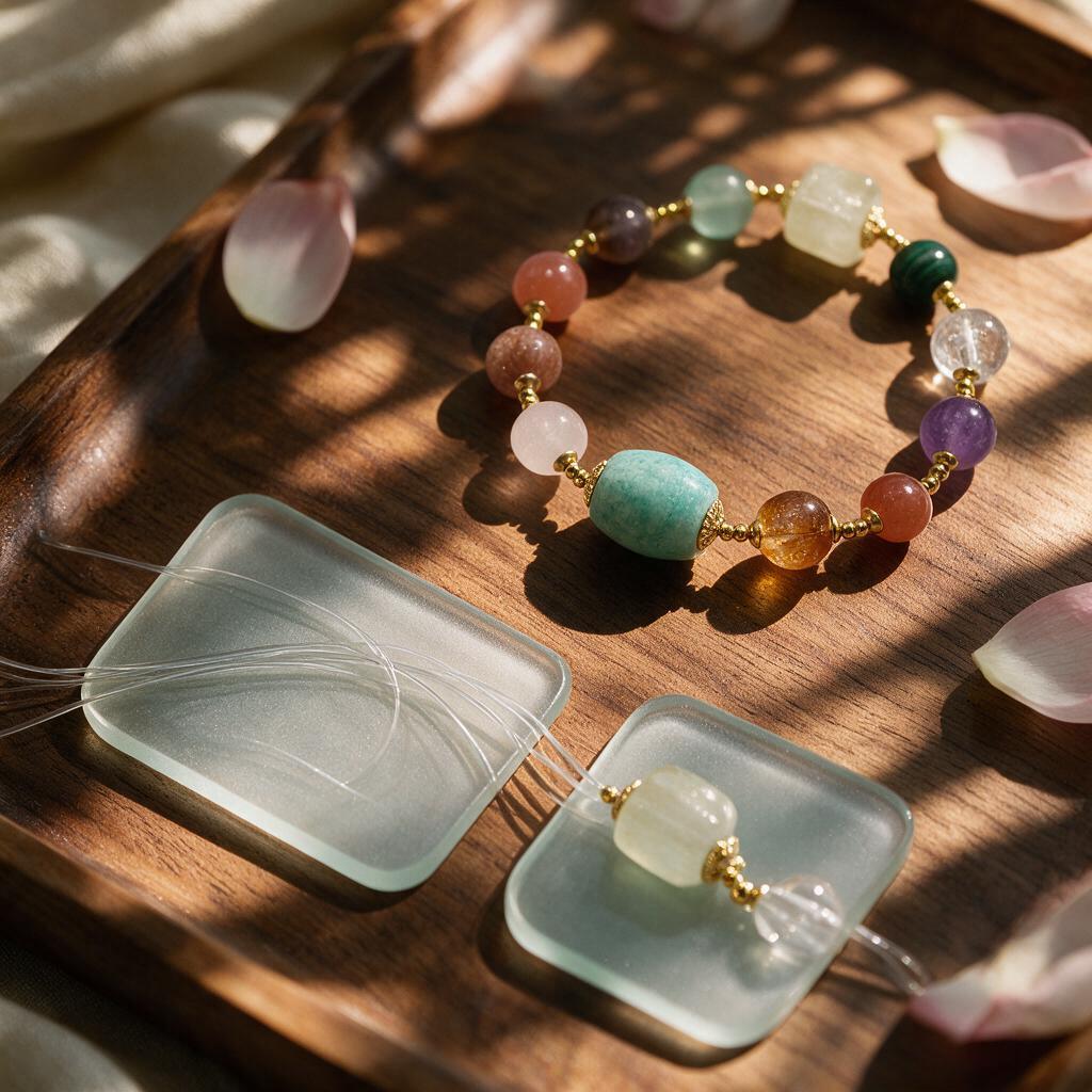 Natural crystal healing energy elastic bracelet