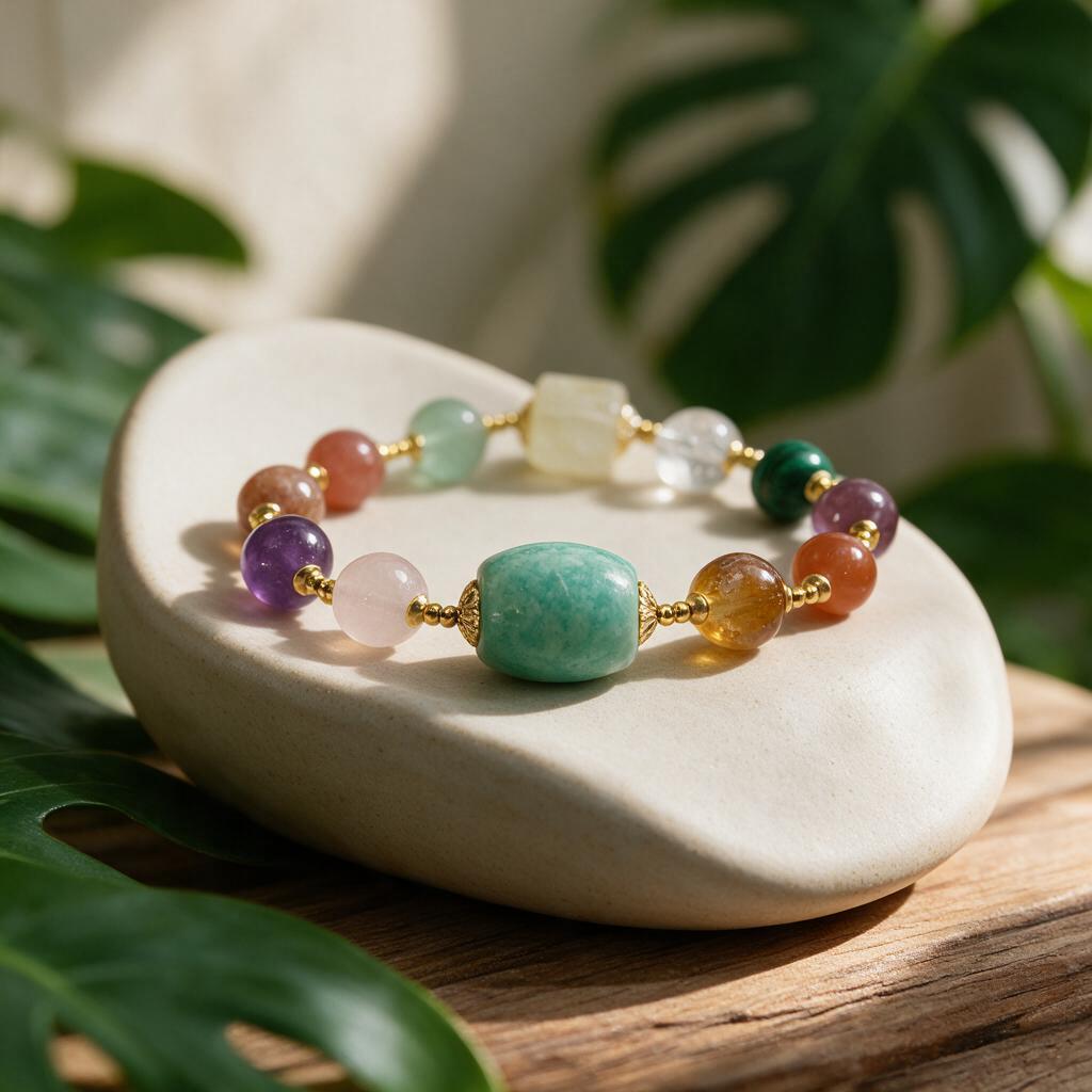 Natural crystal healing energy elastic bracelet