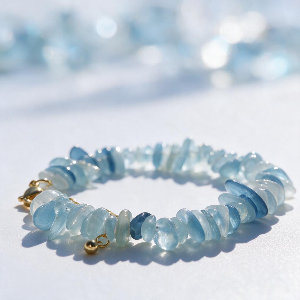 Natural Aquamarine Pebble Bracelet