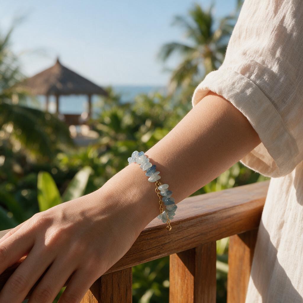 Natural Aquamarine Pebble Bracelet